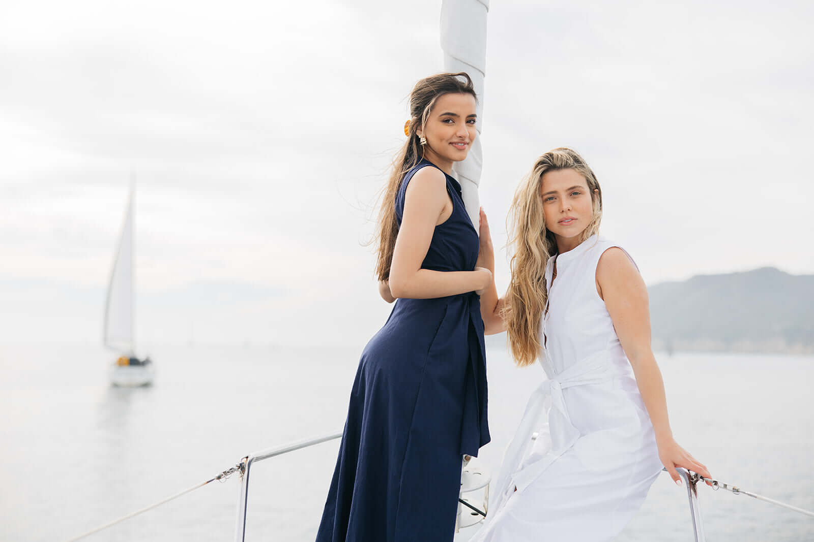 Navy & white cotton tie dresses